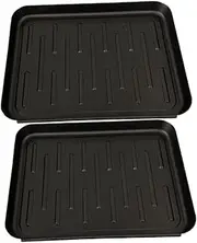 NULYLU 2Pcs Boot Tray Mats Multi Purpose Indoor Outdoor Shoe and Pet Feeding Trays with Non Skid Bottom Raised Edges for Mess Floors for Wet Shoes and Pet Feeding