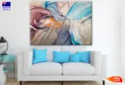 Blue Gold & Brown Abstract Design Wall Canvas Home Decor Australian Made Quality