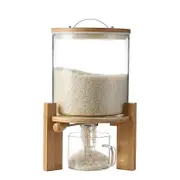 Catzon Food Storage Container for Rice with Airtight Lid and Wooden Stand