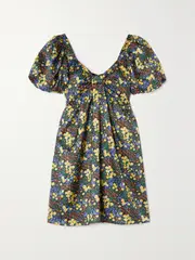 [HVN] HVN - Quinn Floral-print Tencel Mini Dress - Green - US2 US 2 Green