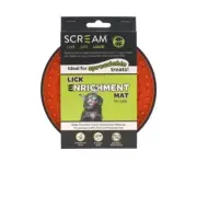 Scream Lick Enrichment Mat for Crate/Cage Round Loud Orange 15 x 3.9cm