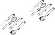Alipis 8 Pcs Portable Folding Silverware Camping Utensil Set Fork Spoon Salad Fork for Boys and Girls Cutlery