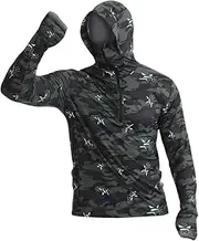 [Eigell] Men's Sun Protection Hoodie Shirt Rash Guard Sunproof Breathable Long Sleeve Cooling Shirt Jacket Fishing Shirt for Cycling