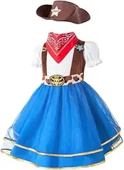 Dressy Daisy Baby Toddler Little Kids Girls Western Style Cowgirl Halloween Costume Dress Up Party Set with Bandana and Hat