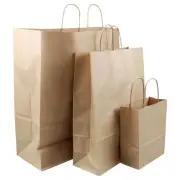 50x Brown Paper Bags - Kraft Eco Recyclable Reusable Gift Carry Shopping Retail