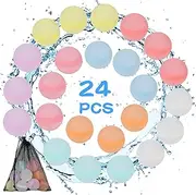Diealles Shine Reusable Water Bombs, Pack of 24 Water Balloons, Reusable, Refillable Water Bombs Set for Water Toy, Children, Outdoor, Summer Activities, Water Battle