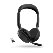 Jabra Evolve2 65 Flex UC Stereo Bluetooth Headset, Link380a USB-A Dongle Included, Foldable Design, 2Yr Warranty
