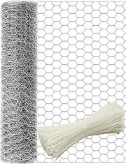 TOYPOPOR 16in x 82ft Chicken Wire, 40cm x 25m Poultry Wire Netting Hexagonal Galvanized Mesh Garden Fence Barrier for Pet Rabbit Chicken Fencing (16In x 82FT)