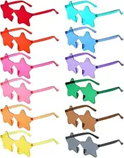 [Pibupibu] 12 Pack Star Rimless Party Sunglasses Bulk, Transparent Tinted One Piece Glasses Set