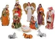11 Pcs Nativity Set Christmas Resin Nativity Scene Figurine Set 7" Holy Family S