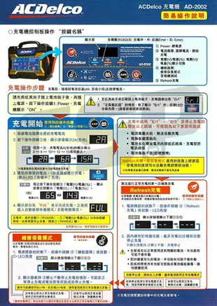 【ACDelco】美國德科 AD-2002 日本銷售第一 12V15Ah (汽機車電池充電器 脈衝式充電機 電池活化機)