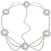 [Generisch] Gaodercha Silver Crystal Rhinestone Hair Chain Crystal Headband Silver Headpiece Tassel Rhinestone Headband Hair Piece Bridal Headbands Wedding Sliver Hair Band Vine Headpiece for Women Girls