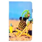 For Galaxy Tab A 8.0 (2017) T380 Colored Drawing Stitching Horizontal Flip Leather Case, with Holder & Card Slots(Pineapple)