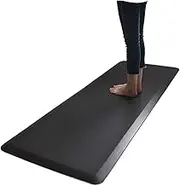 1.8cm Thick Leather Waterproof Anti Oilproof Kitchen Carpet Anti-Slip Entrance Doormat(Black,43cmX60cm 17X24in)