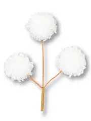 White Pom Pom Snowballs Decorative Christmas Spray Pick - 15cm