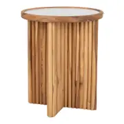 Marquee 400 x 400 x 480mm Natural Marble Tile Fluted Side Table