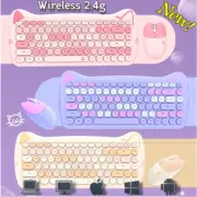Mini Yellow Purple Pink Cat 2.4g Wireless Keyboard Mouse Kids Girl PC Mac iPhone