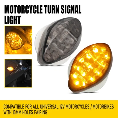 LED Turn Signal Indicator Amber Light Blinker Flush Mount Motorcycle Universal J