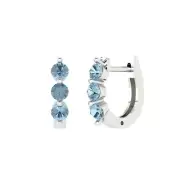 0.48Ct Natural Aquamarine - Round Cut VVS1 - Solid Gold Hoop Earrings Screw-Back