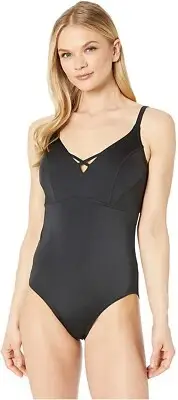 prAna Carina Womens 169933 One Piece/D-Cup Swimwear black solid Size 34D/s