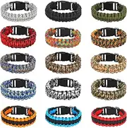 JGUF 15Packs Paracord Bracelets for Men Survival Tactical Bracelet Camo Braided Bracelets for Teen Camping Party Favors Military Gear Army Theme Gift