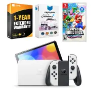 Nintendo Switch White OLED Console + Super Mario Bros. Wonder Bundle