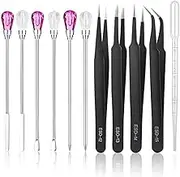 11 Pcs Resin Mold Tools Set Stirring Needle Spoon Tool Tweezers Precision Kit (Black+Rose+White)