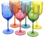 Yalin Set of 6 Unbreakable 12 oz Acrylic Plastic Wine and Water Tumbler Stackable Goblets. (Multicolor, 15 oz)
