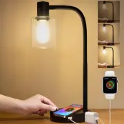 Industrial Table Lamp with Wireless Charing, Fully Stepless Dimmable Lamps Ni...