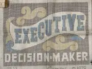 Vintage NOS: "Executive Decision Maker" Latch Hook Rug Wall Hanging Canvas 26x19
