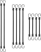 Perfeclan 10Pcs Bungee Cords with Hooks Tie Down Straps Wear Resistance Outdoor Elastic Bungee Straps for Bikes Tents Tarps Trucks