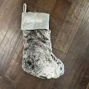 New Pottery Barn Kids gray grey ombre Faux Fur Christmas Stocking Mono Dayton