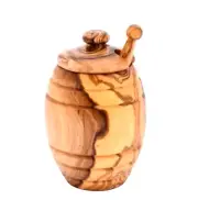 Italian Olive Wood Honey Jar with Extractor