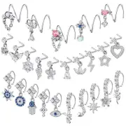 Henoyso 25 Pcs 20g Dangle Nose Ring L Shaped Dangling Nose Stud Piercings for...