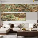 清明上河圖沙發背景墻裝飾掛畫現代臥室客廳畫搞笑玄關絲綢卷軸畫