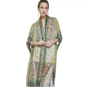 Anyyou 100% Mulberry Silk Green Long Scarf Luxury Brand Women Beach Shawl Wear Swimwear Pashimina Face Shield Foulard