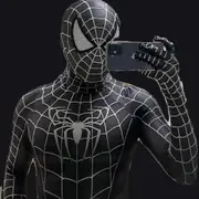 Halloween Men's Black Remy Spiderman Cosplay Costume Venom Symbiote Remy Suit Bodysuit Adult Hood Jumpsuits kids 100