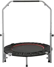 40" Fitness Trampoline with Adjustable Handle, Foldable Trampoline Mini Exercise Rebounder for Adults Kids Indoor/Garden Workout Equipment