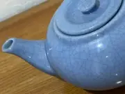 NEW BIA CORDON BLEU Ancien Pattern Teapot Blue Crackle Glaze MINT CONDITION