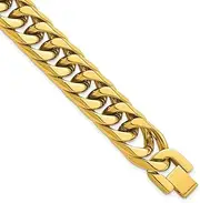 [JewelryWeb] Stainless Steel Polished Yellow Ip Plated 16mm Heavy Curb Link Bracelet 8.5 Inch-Link-Bracelet for Women