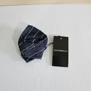 Emporio Armani Suit Pre Folded Pocket Square Slik with 800 Silver Clip NWT
