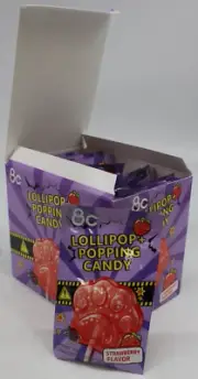 Subzero 8C Lollipop + Popping Candy Suckers Strawberry 20 piece Individual Pops