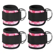 4Pcs Ankle Strap for Cable Machine, Gym Cable Kickback Ankle Wraps, Camo Pink