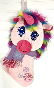 NEW Holiday Time Girls 3D Plush Rainbow Unicorn Christmas Stocking 20''