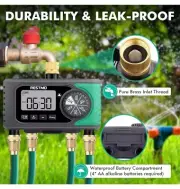 RESTMO 4-Outlet Sprinkler Timer with Brass Inlet, 4 Zone Programmable Water Time