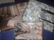 VTG NOS JC Penney Full sheet Percale Full flat, fitted, PC set floral blue white