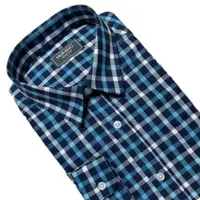 在飛比找ETMall東森購物網優惠-[MURANO]SLIM FIT 長袖襯衫-藍格 (M~2X