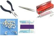 Bead Tip Kit - Pliers, Tweezers, Cement, 15 Bead Tips & Amethyst Bead Cord #6
