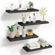 Black Floating Shelves for Wall, Invisible Wall Mounted Shelf Set of 4, Black Sh