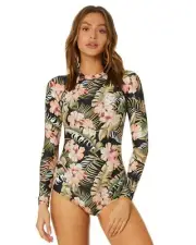 Rip Curl Womens 16 LEILANI BACK ZIP Onepiece Surf Suit Bikini New - WLYYGW Black